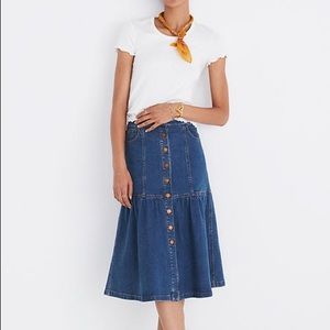 Madewell Bayview Tiered Midi Skirt Denim 28
